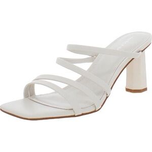 NIB Marc Fisher Kristin Faux Leather Slip On White Heel Sandals - Size 9.5